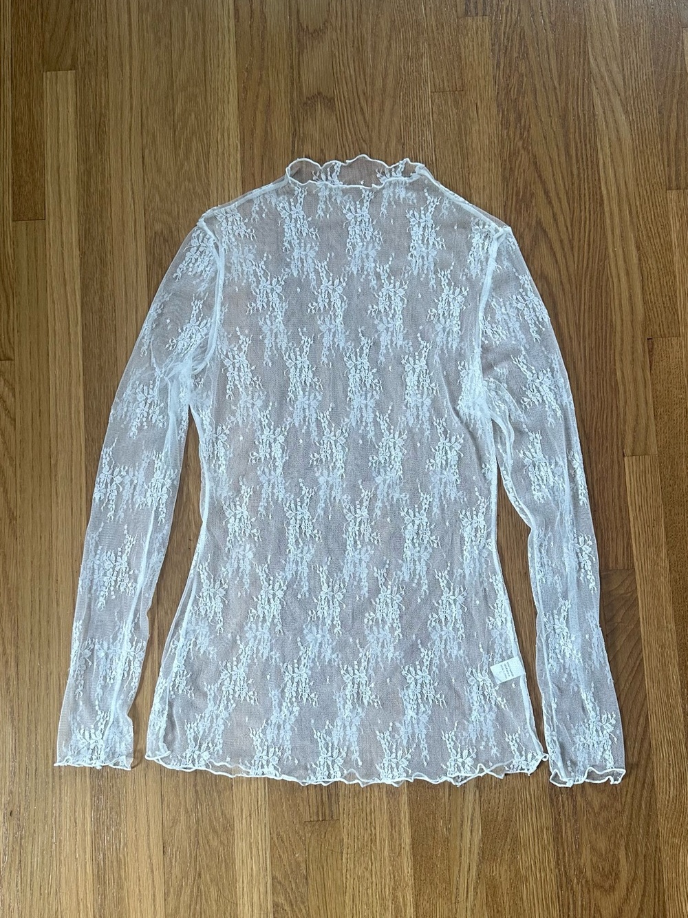 Sheer White Lace Long-Sleeve Top
